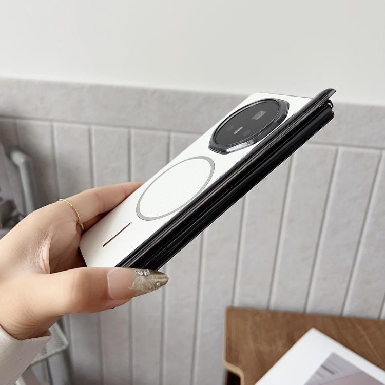 For Honor Magic V5 Folding Shaft Magsafe Plain Leather Phone Case