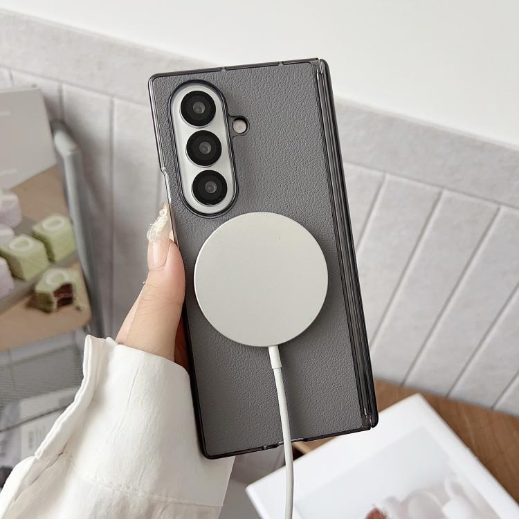 For Samsung Galaxy Z Fold7 Folding Shaft Magsafe Plain Leather Phone Case