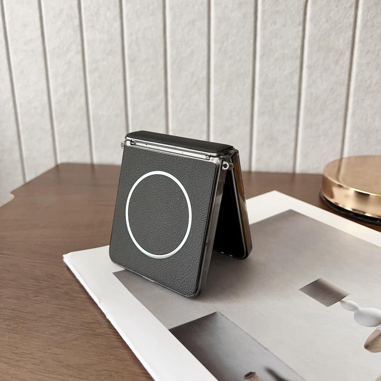 For Samsung Galaxy Z Flip7 Folding Shaft Magsafe Plain Leather Phone Case
