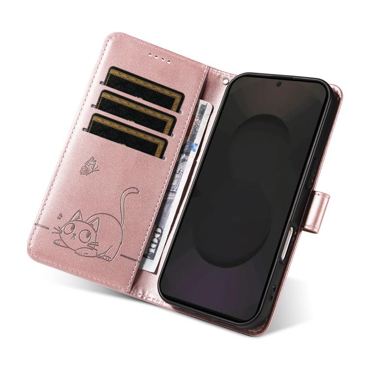 For Galaxy S25 FE 5G Adorable Cat Embossed Pattern Flip Leather Phone Case