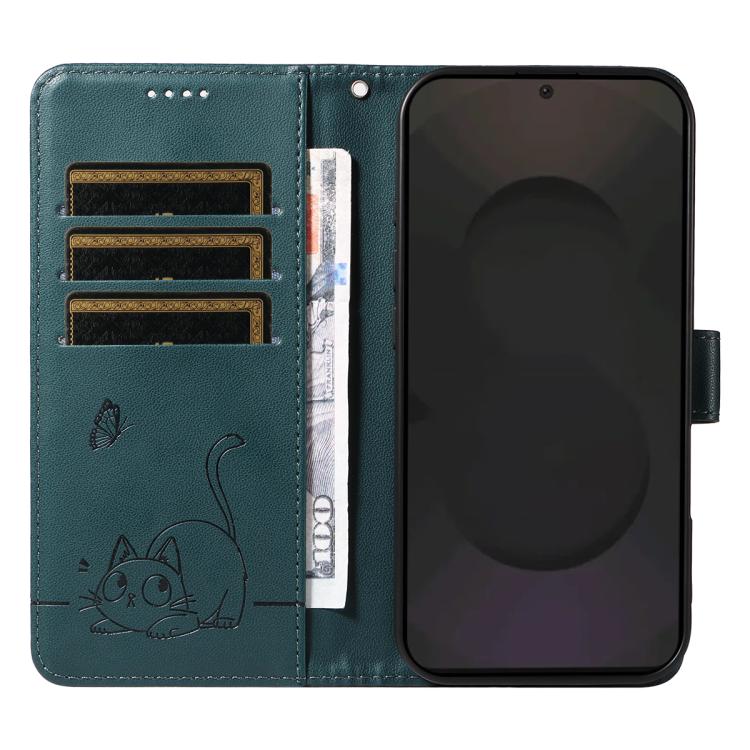For Galaxy S25 FE 5G Adorable Cat Embossed Pattern Flip Leather Phone Case