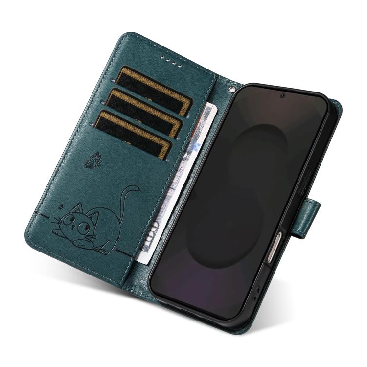 For Galaxy S25 FE 5G Adorable Cat Embossed Pattern Flip Leather Phone Case