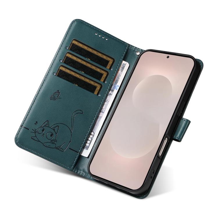 For Galaxy S26 Edge 5G Adorable Cat Embossed Pattern Flip Leather Phone Case