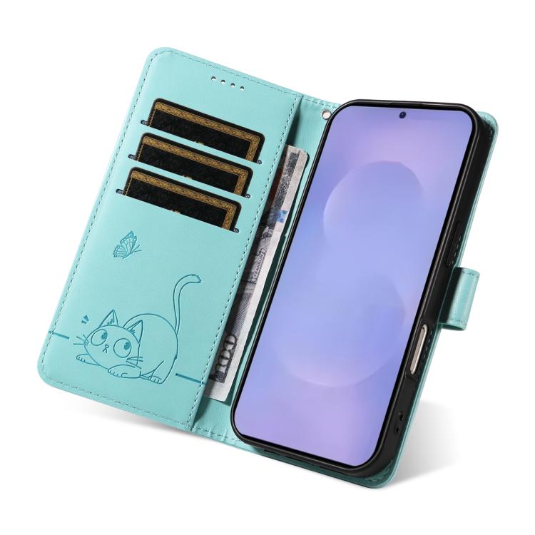 For Galaxy S26 5G Adorable Cat Embossed Pattern Flip Leather Phone Case