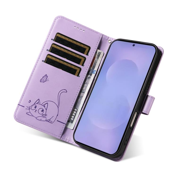 For Galaxy S26 5G Adorable Cat Embossed Pattern Flip Leather Phone Case