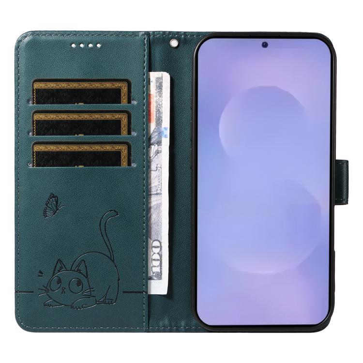 For Galaxy S26 5G Adorable Cat Embossed Pattern Flip Leather Phone Case