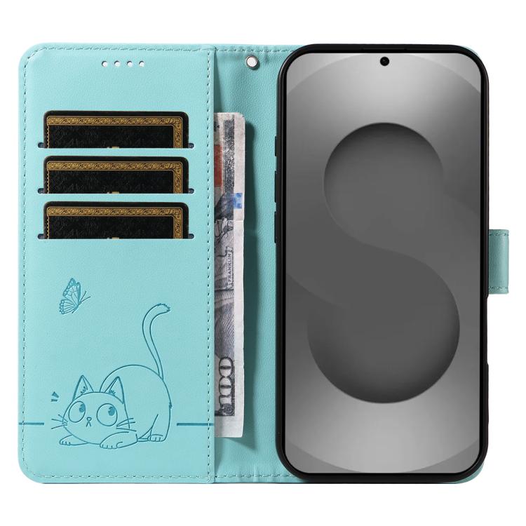For Galaxy S26 Ultra 5G Adorable Cat Embossed Pattern Flip Leather Phone Case
