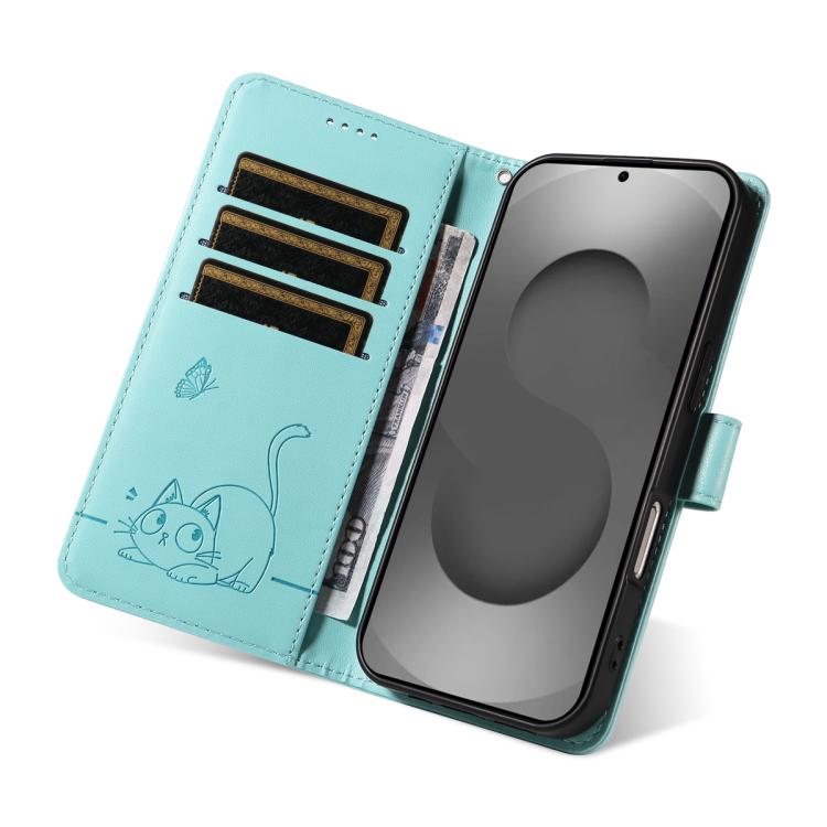 For Galaxy S26 Ultra 5G Adorable Cat Embossed Pattern Flip Leather Phone Case