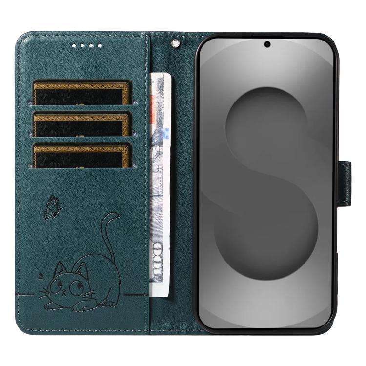 For Galaxy S26 Ultra 5G Adorable Cat Embossed Pattern Flip Leather Phone Case