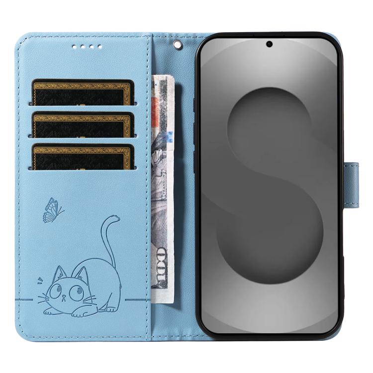 For Galaxy S26 Ultra 5G Adorable Cat Embossed Pattern Flip Leather Phone Case