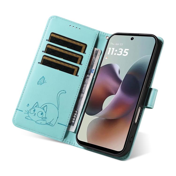 For Motorola Moto G56 5G Adorable Cat Embossed Pattern Flip Leather Phone Case