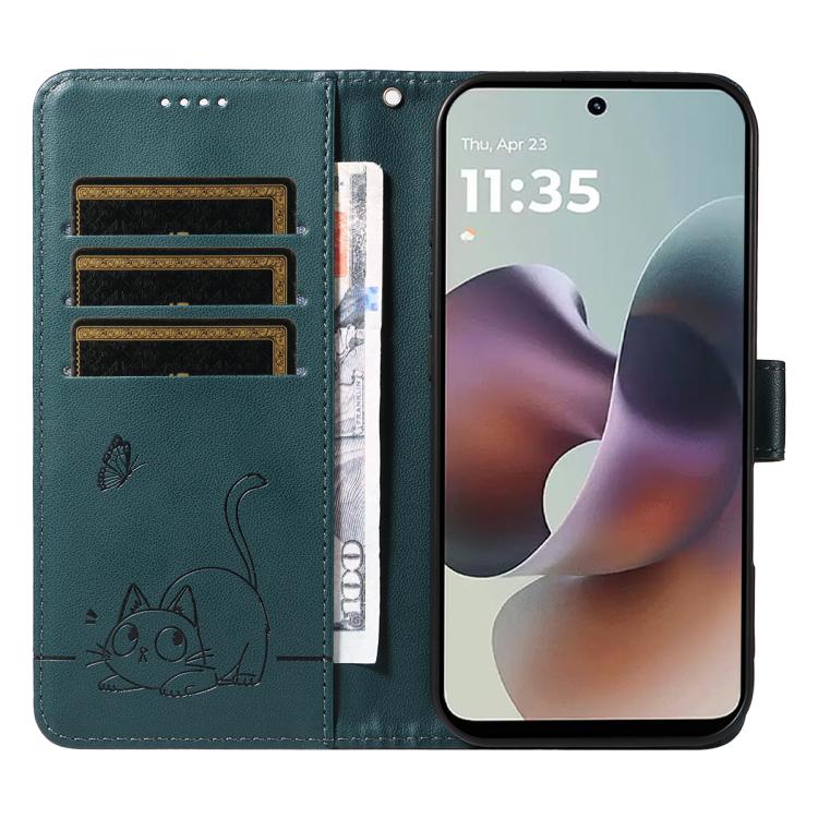 For Motorola Moto G56 5G Adorable Cat Embossed Pattern Flip Leather Phone Case