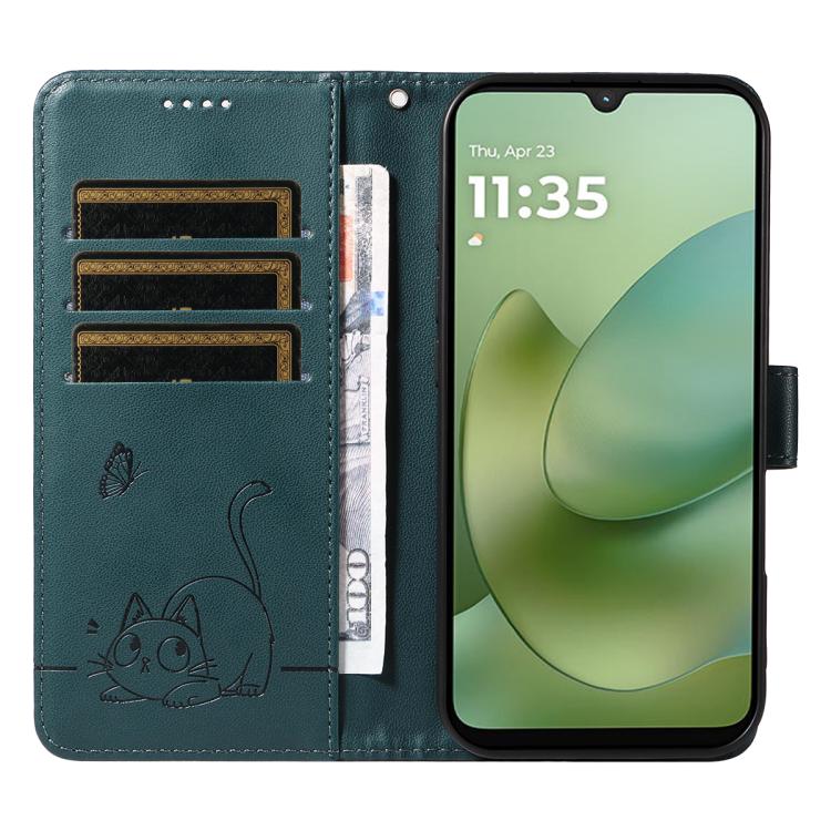 For Motorola Moto G06 4G Adorable Cat Embossed Pattern Flip Leather Phone Case