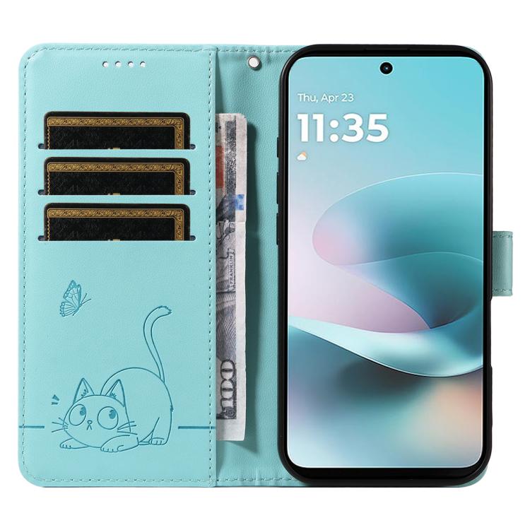 For Motorola Edge 70 5G Adorable Cat Embossed Pattern Flip Leather Phone Case
