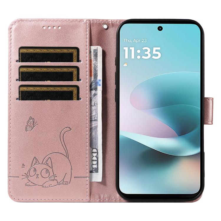 For Motorola Edge 70 5G Adorable Cat Embossed Pattern Flip Leather Phone Case
