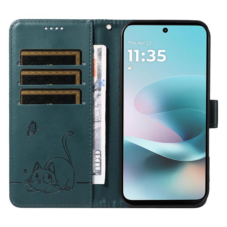For Motorola Edge 70 5G Adorable Cat Embossed Pattern Flip Leather Phone Case