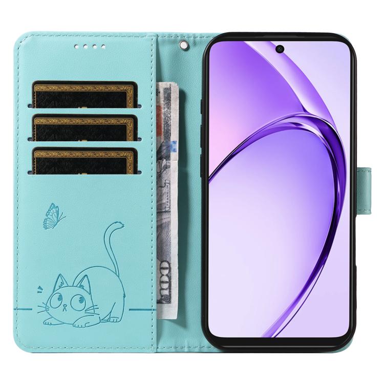 For OPPO A5x 5G Global Adorable Cat Embossed Pattern Flip Leather Phone Case