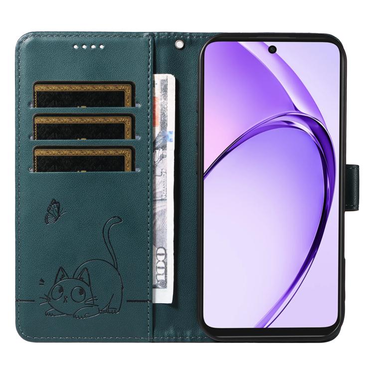 For OPPO A5x 5G Global Adorable Cat Embossed Pattern Flip Leather Phone Case