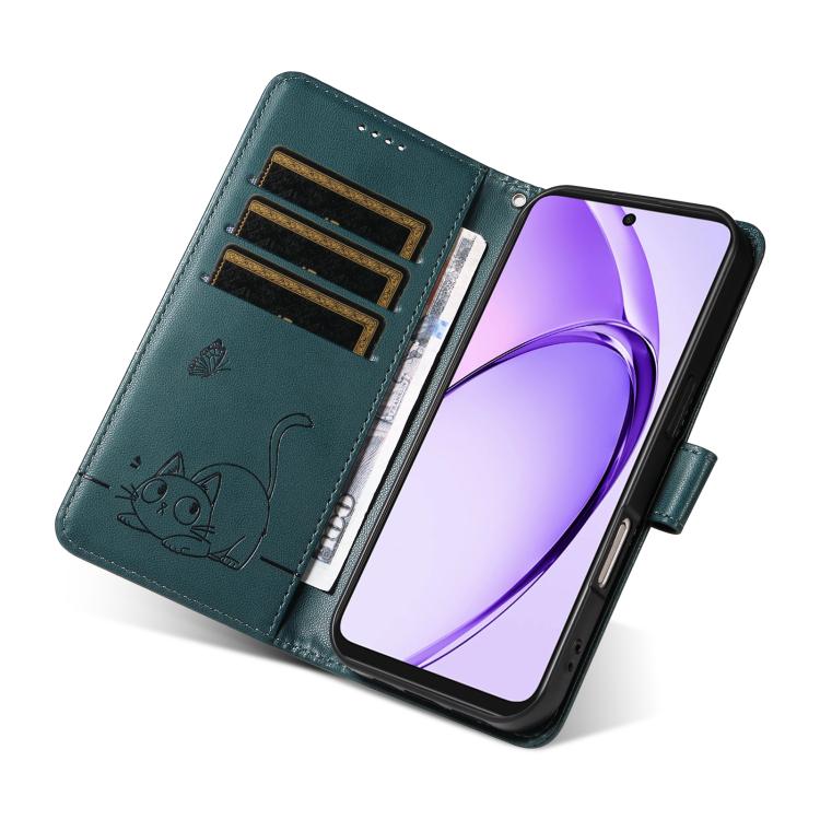 For OPPO A5x 5G Global Adorable Cat Embossed Pattern Flip Leather Phone Case