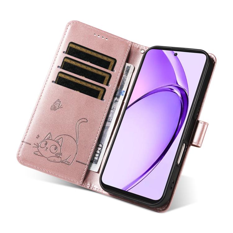 For OPPO K12x 5G Global Adorable Cat Embossed Pattern Flip Leather Phone Case