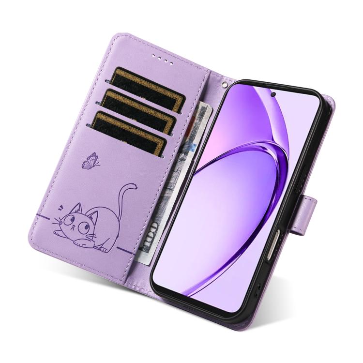 For OPPO K12x 5G Global Adorable Cat Embossed Pattern Flip Leather Phone Case