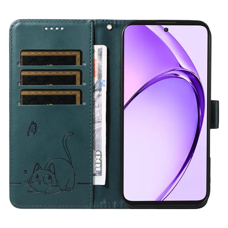 For OPPO K12x 5G Global Adorable Cat Embossed Pattern Flip Leather Phone Case