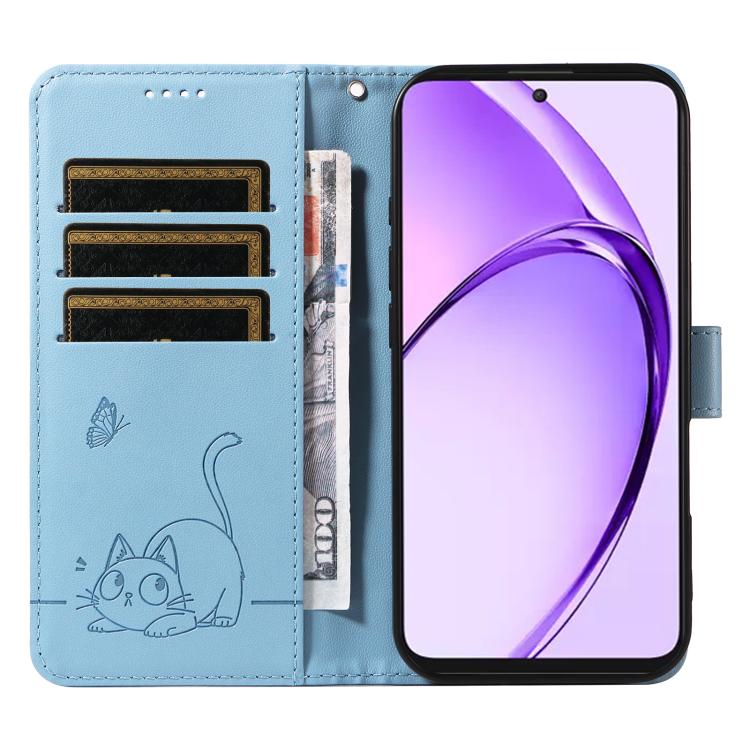 For OPPO K12x 5G Global Adorable Cat Embossed Pattern Flip Leather Phone Case