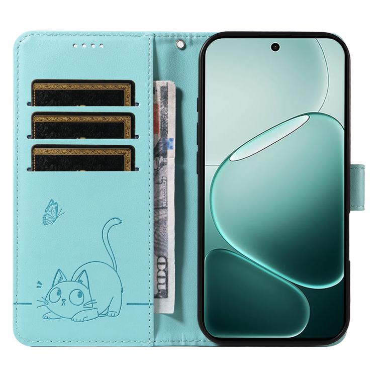For OPPO A6 Pro 4G / 5G Global Adorable Cat Embossed Pattern Flip Leather Phone Case