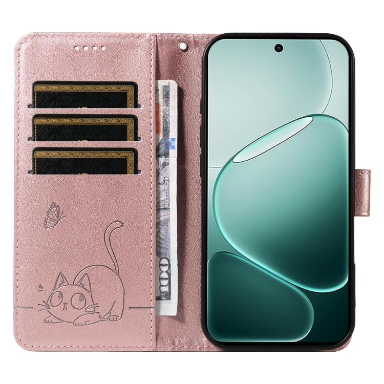 For OPPO A6 Pro 4G / 5G Global Adorable Cat Embossed Pattern Flip Leather Phone Case