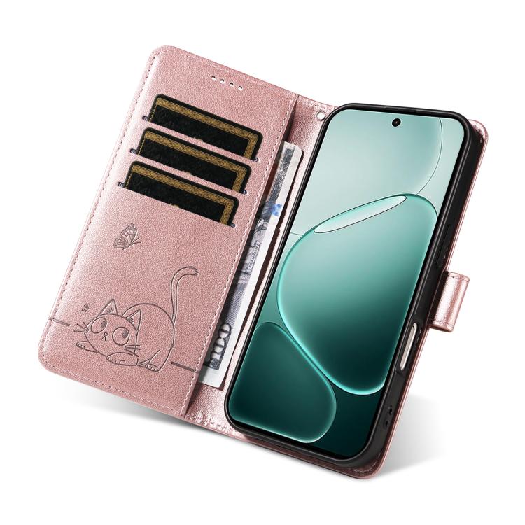 For OPPO A6 Pro 4G / 5G Global Adorable Cat Embossed Pattern Flip Leather Phone Case