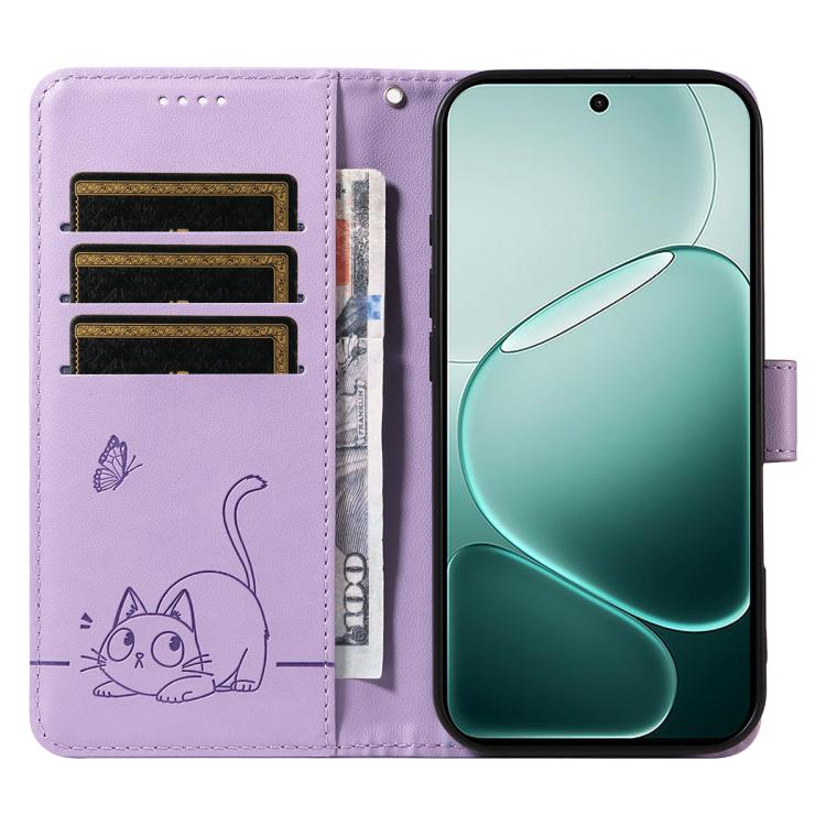 For OPPO A6 Pro 4G / 5G Global Adorable Cat Embossed Pattern Flip Leather Phone Case