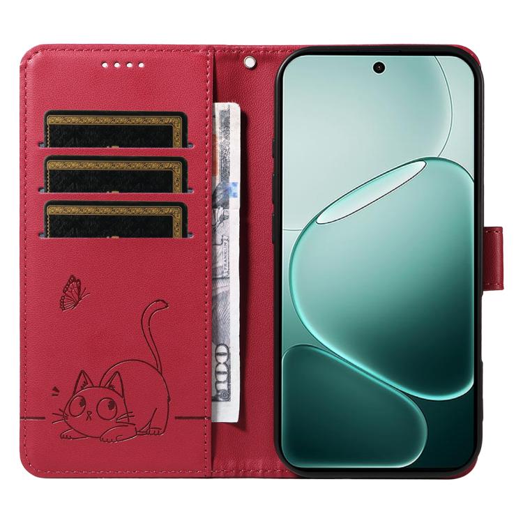 For OPPO A6 Pro 4G / 5G Global Adorable Cat Embossed Pattern Flip Leather Phone Case