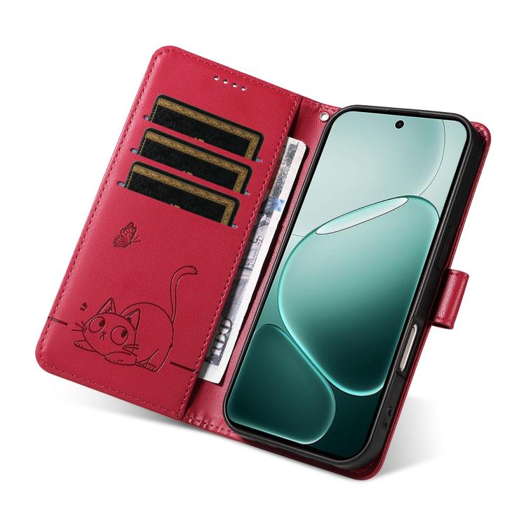 For OPPO A6 Pro 4G / 5G Global Adorable Cat Embossed Pattern Flip Leather Phone Case