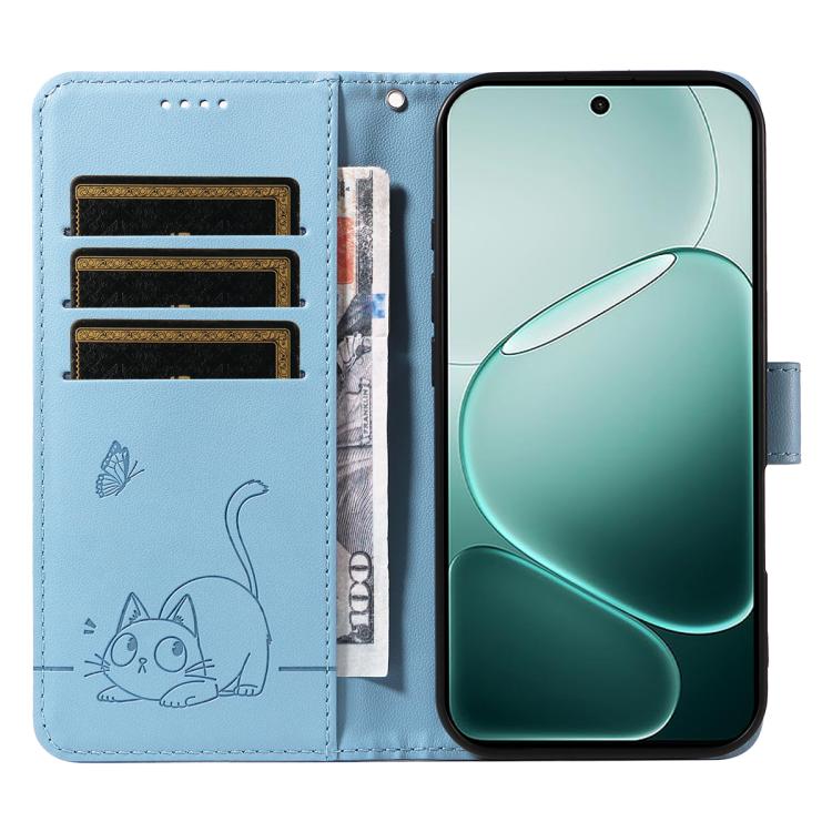 For OPPO A6 Pro 4G / 5G Global Adorable Cat Embossed Pattern Flip Leather Phone Case