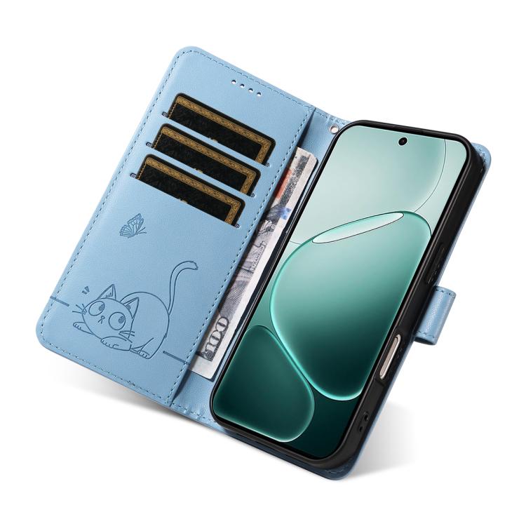 For OPPO A6 Pro 4G / 5G Global Adorable Cat Embossed Pattern Flip Leather Phone Case