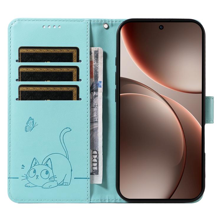 For OPPO Find X9 Pro Adorable Cat Embossed Pattern Flip Leather Phone Case