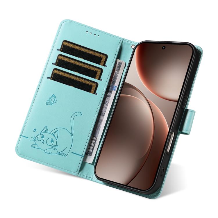 For OPPO Find X9 Pro Adorable Cat Embossed Pattern Flip Leather Phone Case