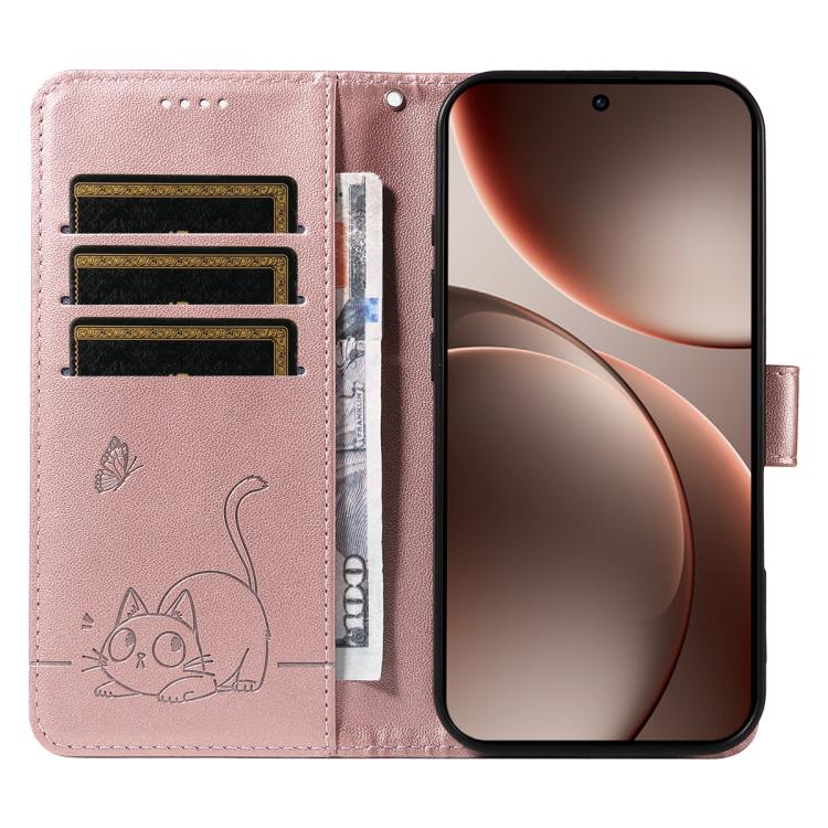 For OPPO Find X9 Pro Adorable Cat Embossed Pattern Flip Leather Phone Case