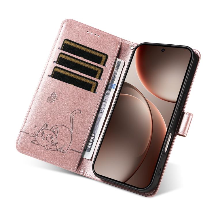 For OPPO Find X9 Pro Adorable Cat Embossed Pattern Flip Leather Phone Case
