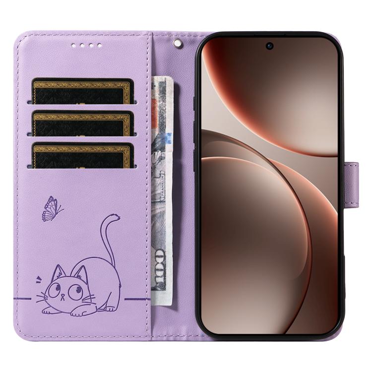 For OPPO Find X9 Pro Adorable Cat Embossed Pattern Flip Leather Phone Case
