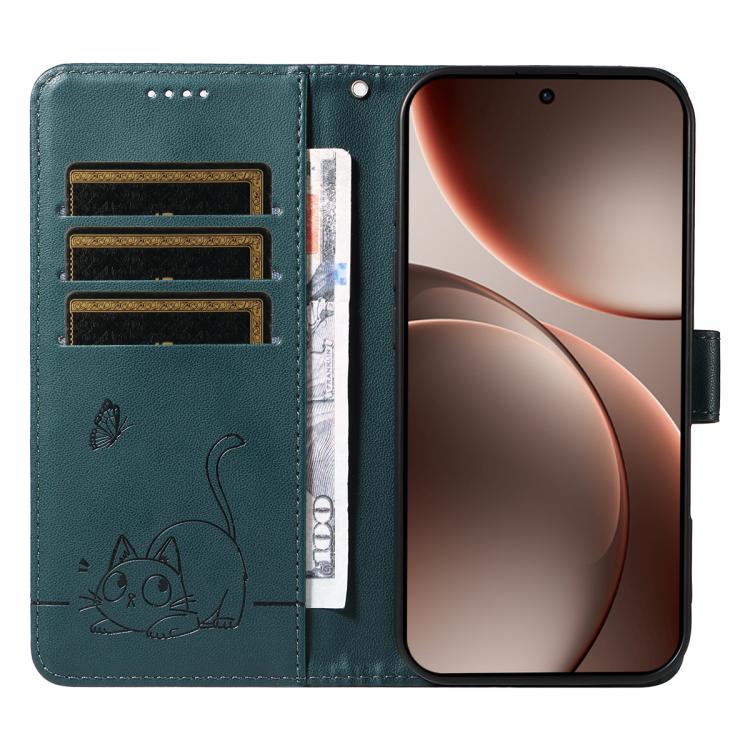 For OPPO Find X9 Pro Adorable Cat Embossed Pattern Flip Leather Phone Case