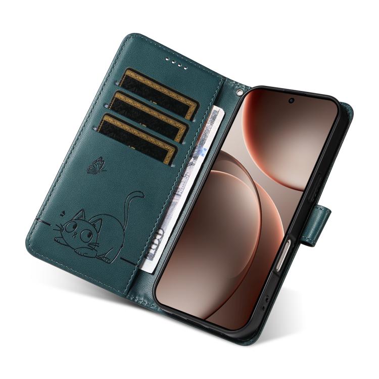 For OPPO Find X9 Pro Adorable Cat Embossed Pattern Flip Leather Phone Case