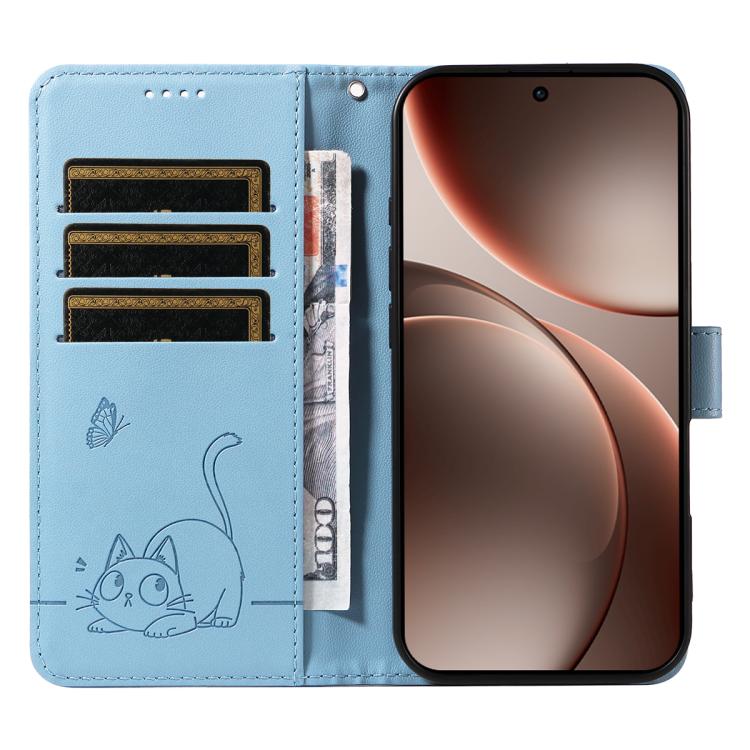 For OPPO Find X9 Pro Adorable Cat Embossed Pattern Flip Leather Phone Case