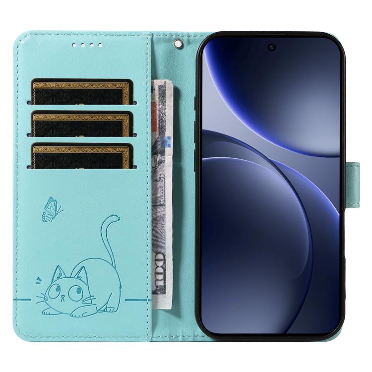 For OPPO Find X9 Adorable Cat Embossed Pattern Flip Leather Phone Case