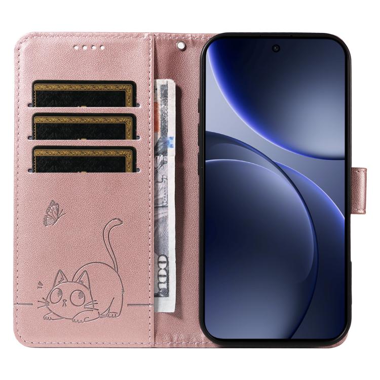 For OPPO Find X9 Adorable Cat Embossed Pattern Flip Leather Phone Case