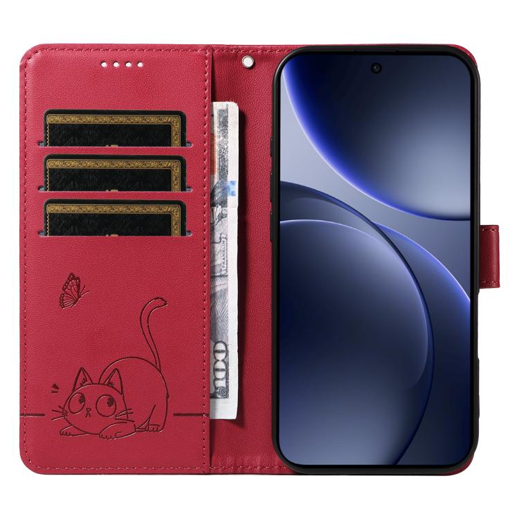 For OPPO Find X9 Adorable Cat Embossed Pattern Flip Leather Phone Case