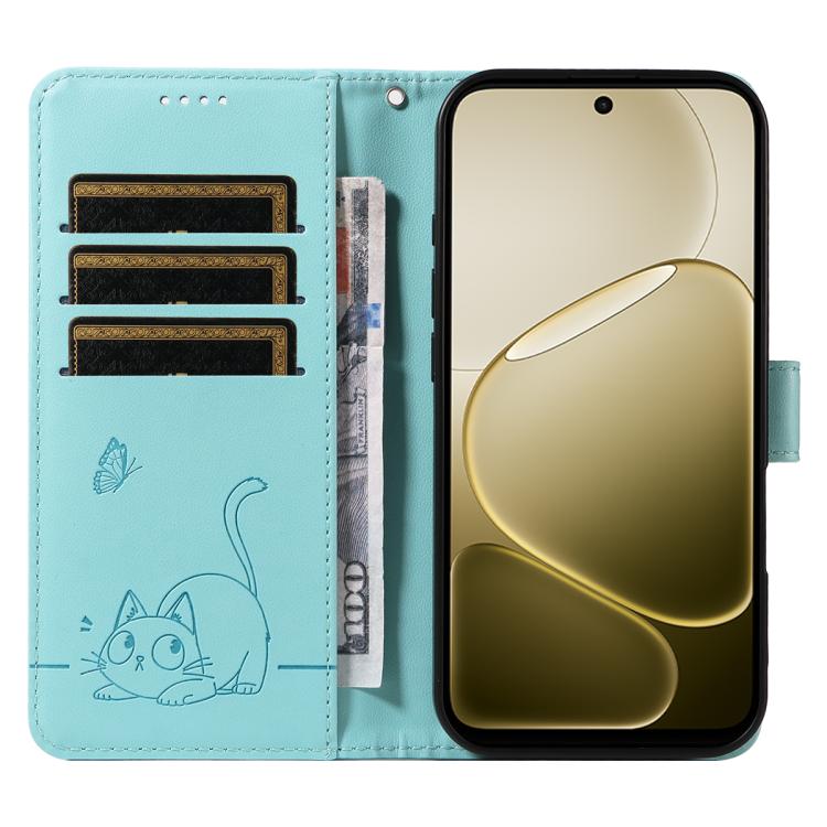 For OPPO A6X 5G / A6 5G Adorable Cat Embossed Pattern Flip Leather Phone Case