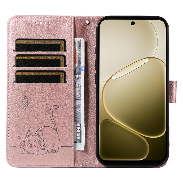 For OPPO A6X 5G / A6 5G Adorable Cat Embossed Pattern Flip Leather Phone Case