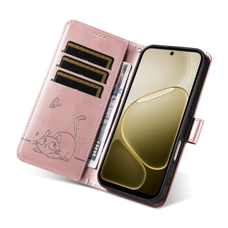 For OPPO A6X 5G / A6 5G Adorable Cat Embossed Pattern Flip Leather Phone Case
