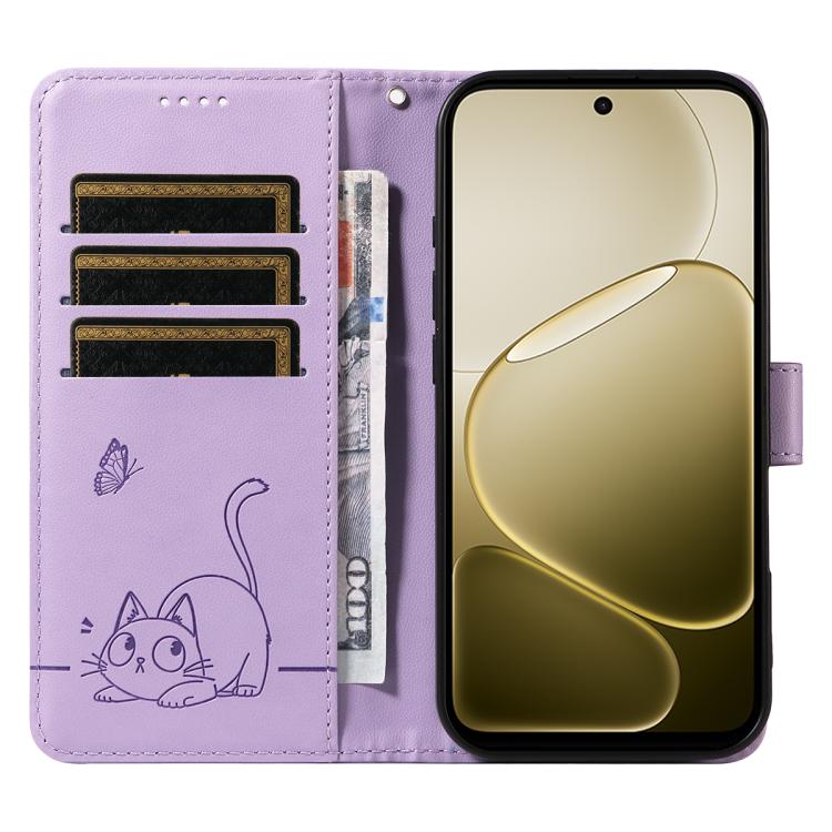For OPPO A6X 5G / A6 5G Adorable Cat Embossed Pattern Flip Leather Phone Case